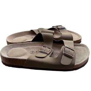 Cushionaire Lane Women's 8.5M Beige Buckle Cork Footbed Sandals Comfort